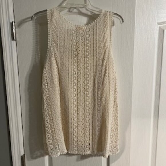 Adiva Women's Lace Tank Top With Spaghetti Strap Camisole Cream New With Tags XL - Picture 2 of 15